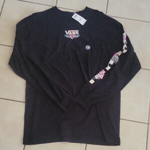 Vans Black Long Sleeve with Pink Floral Design